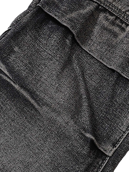 Schlagjeans im Wasteland-Stil mit verwaschener Used-Optik und Falten 