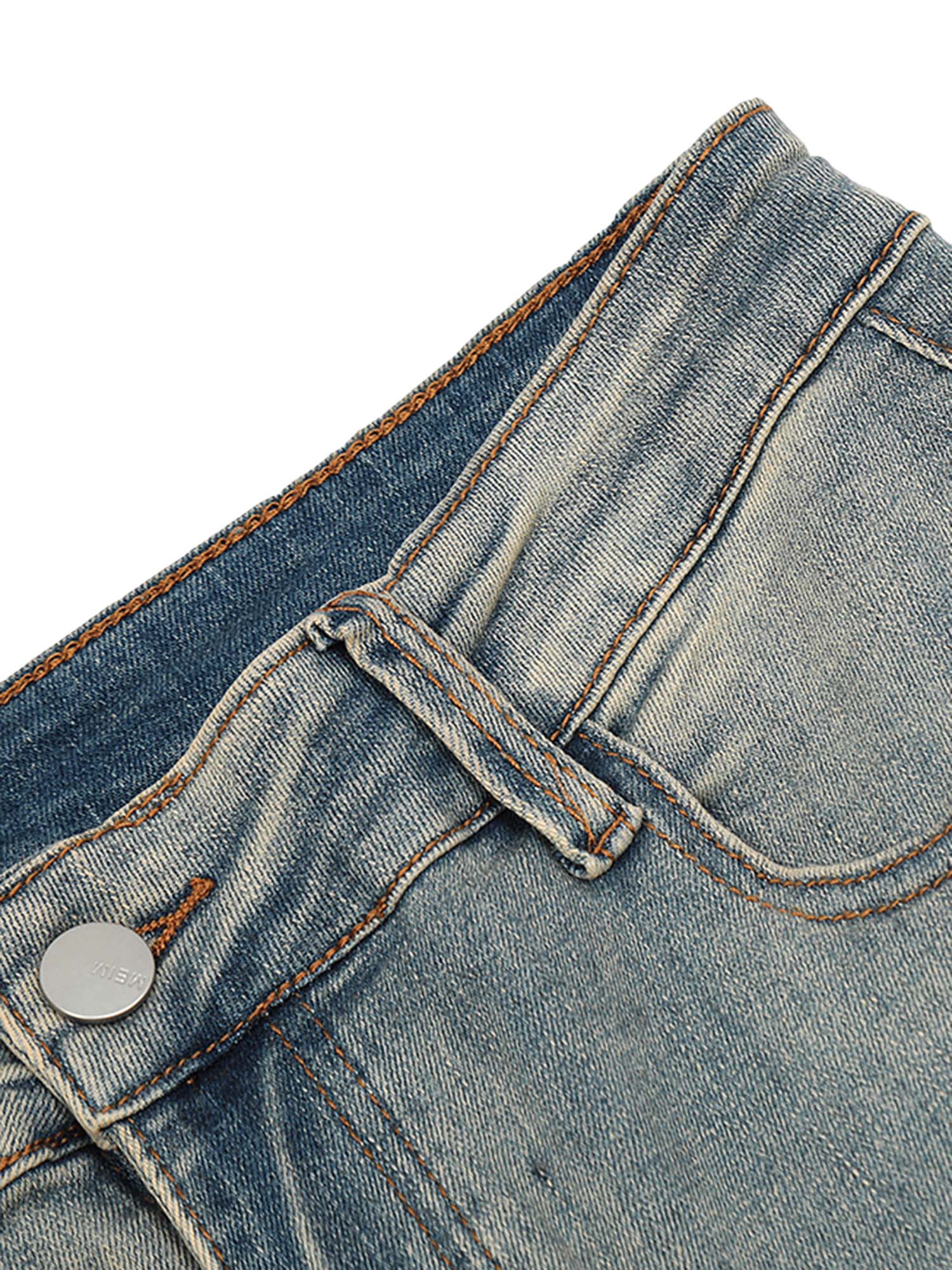 Thesupermade – Hip-Hop-Jeans mit verwaschener Vintage-Split-Struktur 