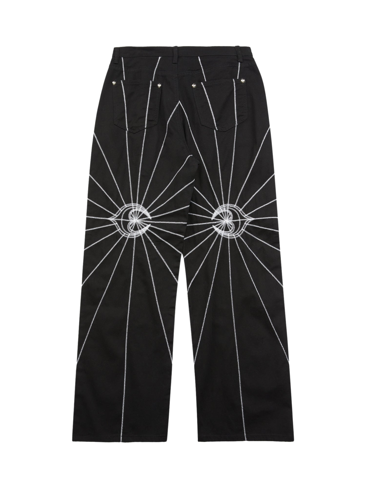 Thesupermade Heavy Spider Web Embroidered Topstitch Jeans