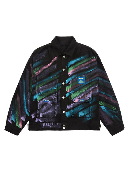 Thesupermade Hip-Hop-Jeansjacke mit handbemalten Graffitis – 2010 