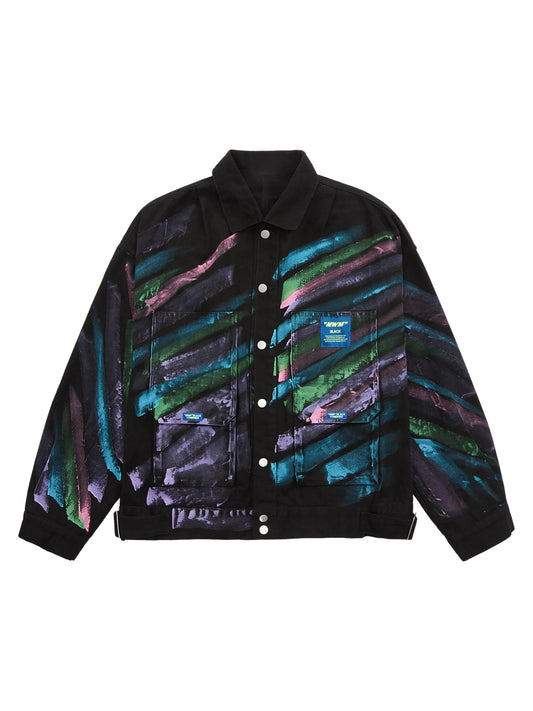 Thesupermade Hip-Hop-Jeansjacke mit handbemalten Graffitis – 2010 
