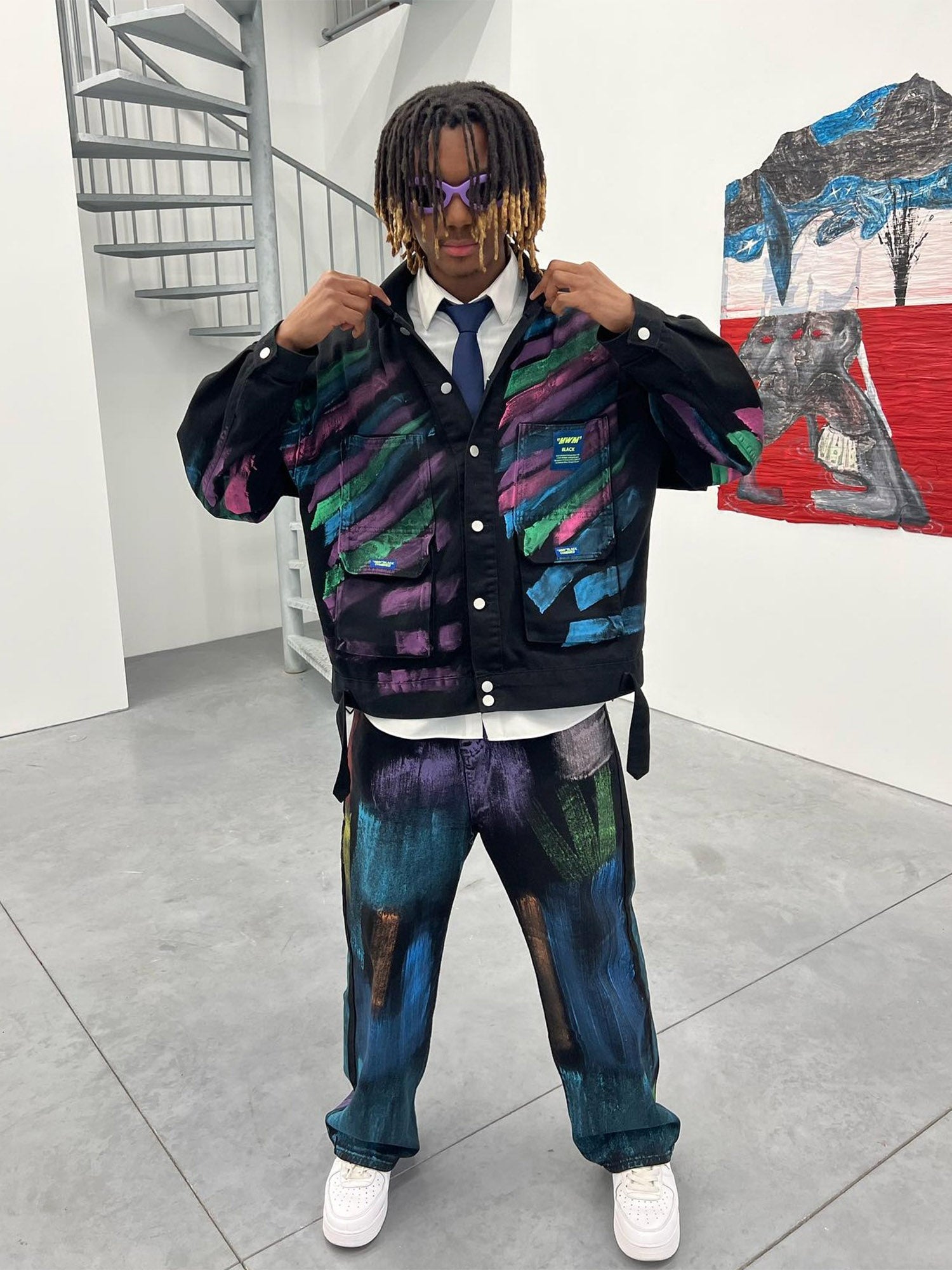 Thesupermade Hip-Hop-Jeansjacke mit handbemalten Graffitis – 2010 
