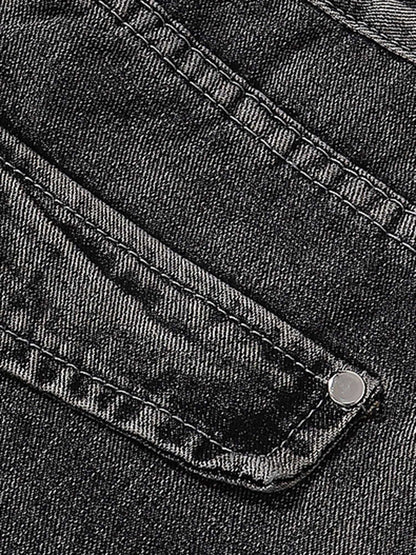 Schlagjeans im Wasteland-Stil mit verwaschener Used-Optik und Falten 