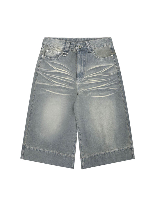 Thesupermade Washed Denim Hip-Hop Shorts - 2372