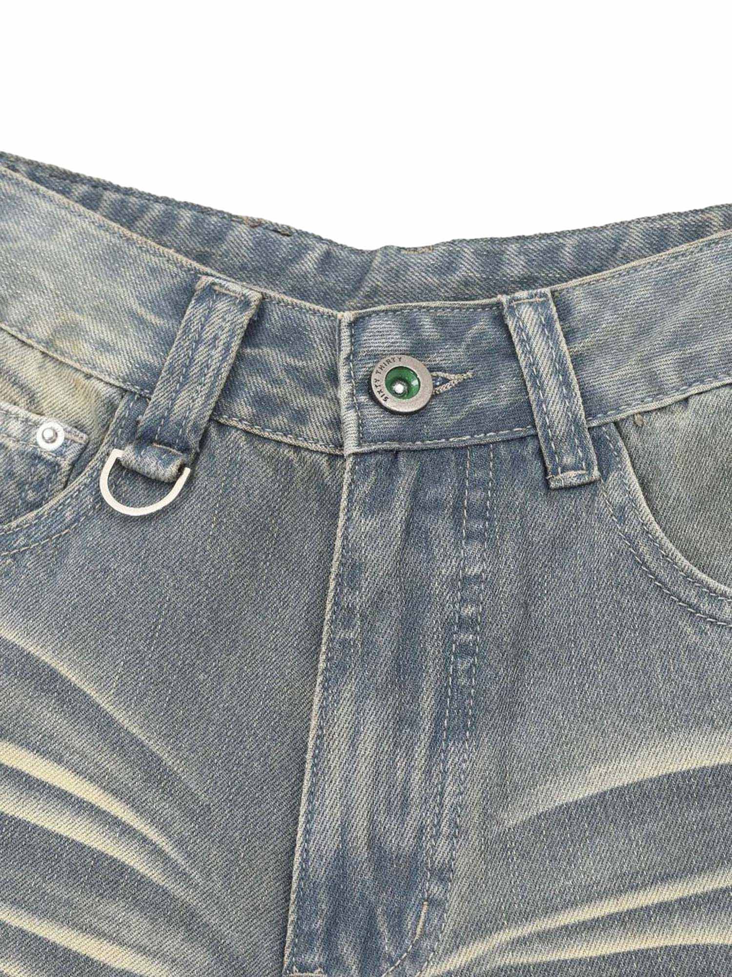 Thesupermade Washed Denim Hip-Hop Shorts - 2372